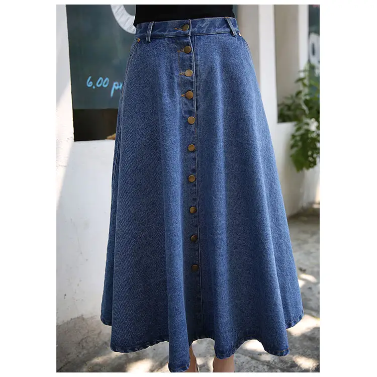 Wholesale Fashion Casual High Waist Jeans Skirts Plus Size Long A Line Denim Skirts for Women
