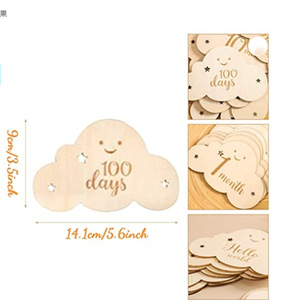 Personalizado Hello World Baby tallado mensual madera hito tarjetas forma de nube bebé anuncio signo madera hito tarjetas bloques - Product Image 1