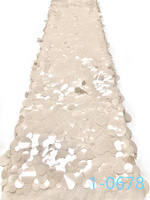 Tissu en dentelle brodé YZ avec de grandes paillettes fantaisie et perles lourdes faites à la main, prix de gros, pour robes de mariée et de soirée