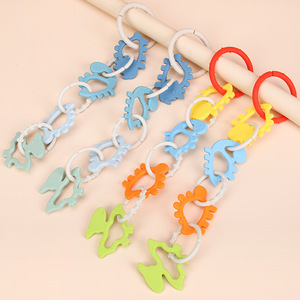 Anneau de dentition suspendu en forme de dinosaure, jouet en silicone pour bébé de 0 à 24 mois, anneaux de dentition éducatifs colorés pour nourrissons et tout-petits - Product Image 1