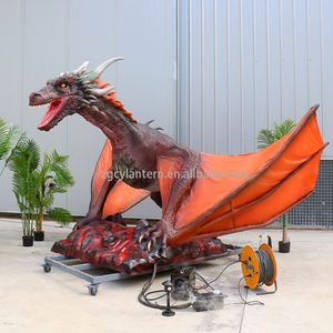 Dragon animatronique géant en métal étanche, réaliste, qui respire du fumée, sculpture intérieure/extérieure pour centre commercial à thème - Product Image 3
