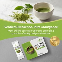Poudre de matcha infusée au collagène de qualité supérieure en sachets individuels, mélange de boisson au matcha favorisant la vitalité de la peau et l'énergie naturelle quotidienne