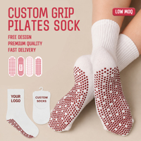 Chaussettes de Pilates antidérapantes de haute qualité - Chaussettes à grip personnalisable pour le yoga et la barre, accessoires de fitness en coton respirant