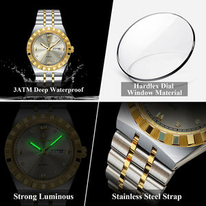 Montre-bracelet pour homme Poedagar 872, quartz, date et jour, étanche, lumineuse, en acier inoxydable - Product Image 6