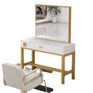 Tocador de mármol de lujo moderno, espejo de peluquería de doble cara, iluminación para el hogar, permanente, coloración del cabello, belleza/barbería - Product Image 5