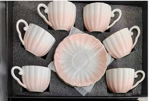 Ensemble de tasses à café turques avec soucoupes et plateau, ensemble de 6 tasses à café en céramique pour double expresso, latte, café moka, thé - Product Image 2