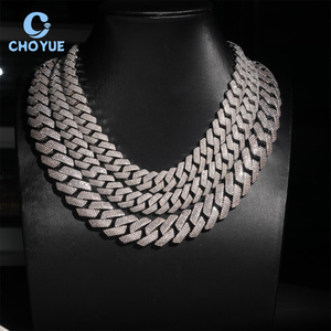 สร้อยคอแบบ Cuban Link  ขนาด 20 มม. ประดับเพชร Moissanite VVS เงินแท้ 925 สำหรับผู้ชาย สไตล์ฮิปฮอป - Product Image 3