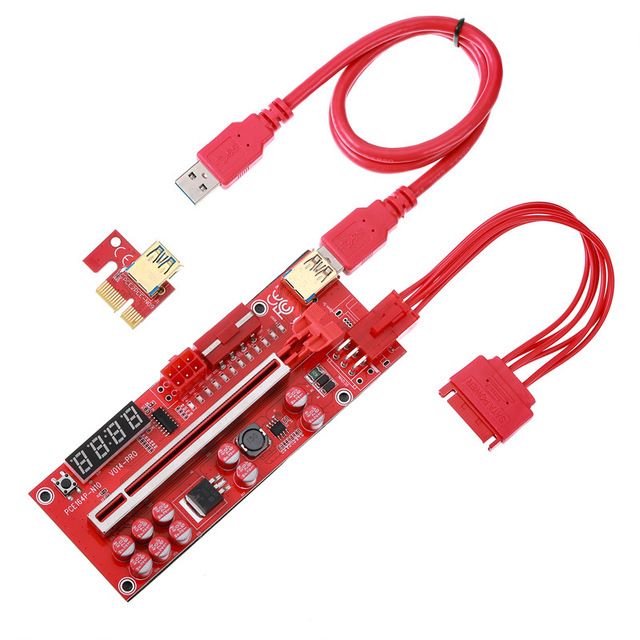 V014PRO PCIE Graphics Card Extension Cable USB3.0 Graphics Card PCI-E Adapter 1X to 16X Temperature Control