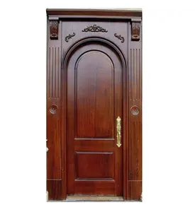 Frente rodada top arqueado tipo grande entrada porta de madeira maciça porta de madeira