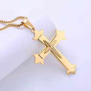 New Fashionable Jewelry High Quality Stainless Steel Pendant Necklace For Women Real Gold Plated and Big Square Zircon Pendant