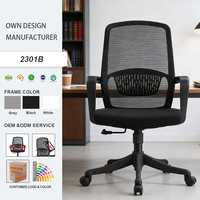Chaise de bureau ergonomique au design moderne, avec accoudoirs fixes, hauteur réglable, pivotante, siège en tissu et mousse