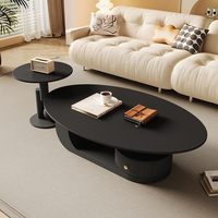 Table basse ovale en pierre frittée avec structure en fer, table d'appoint pour petit salon, mobilier de maison
