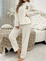 Pull en flanelle thermique doux et lisse pour femme, à manches longues, motif uni, avec cordon de serrage, style vacances, ODM 100% 220g