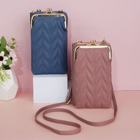 Petit portefeuille de téléphone en cuir PU à bandoulière pour femmes à la mode Mini étui de téléphone portable portable avec 2 sangles