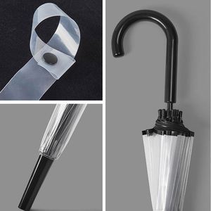 Parapluie transparent robuste semi-automatique avec logo personnalisé, vente en gros, manche long droit - Product Image 6