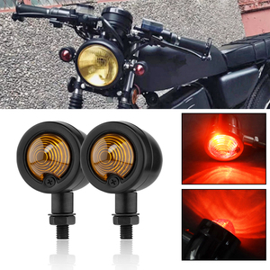 Luces Intermitentes de Motocicleta de Metal de Aluminio Vintage, Aptas para Cruiser Bobber, Intermitentes Indicadores Transparentes Rojos Ámbar - Product Image 3