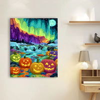 CHENISTORY Kits de Peinture par Numéros DIY pour Adultes Scène Nocturne Citrouille d'Halloween Coloriage par Numéros Cadeau DIY Décorations Maison