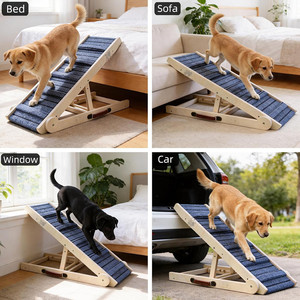 Rampe longue pour chien pour lit et canapé, hauteur réglable de 9,5 à 24 pouces, rampe pour animaux de compagnie <span class=keywords><strong>en</strong></span> bois antidérapante, rampe pliable portable pour chien, rampe pour voiture pour chiens - Product Image 5