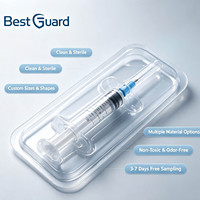 Plateau alvéolé en PET pour seringues médicales sur mesure, emballage stérile jetable en plastique, emballage alvéolé thermoformé pour dispositifs médicaux