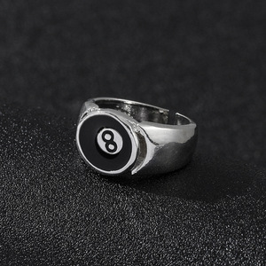 Stile Punk biliardo numero nero 8 anello regolabile di apertura per le donne uomini in lega di metallo anelli moda Hip Hop <span class=keywords><strong>Rock</strong></span> gioielli regalo - Product Image 4