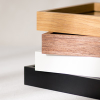 Nouveau modèle en gros, cadre photo en bois moderne double face, support de présentation paysager créatif avec sculpture de feuilles, cadre photo ajouré