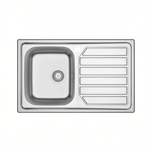 Fregadero empotrado de acero inoxidable de 80x50 cm con desagüe a la izquierda para cocina - Product Image 3