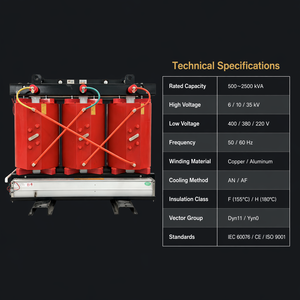 Transformateur sec à résine coulée cuivre/aluminium 500 kVA 2500 kVA 10 kV/0,4 kV IEC 60076 Triphasé <span class=keywords><strong>SCB</strong></span> - Product Image 5