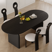 Tables de salle à manger minimalistes modernes en bois Ensemble ovale de table à manger en bois massif avec 4 6 chaises pour meubles d'hôtel, de maison et de restaurant