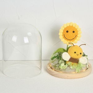 Custom Smiling Sunflower Nightlight <b>Bee</b> Woolen Crochet Hook Handmade Bouquet <b>Gift</b> for Valentine's Day - Product Image 4