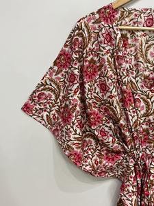 Kaftan court en soie pure, taille unique, ample et confortable pour toutes les tailles, environ 47 pouces, fournisseur d'Inde - Product Image 3