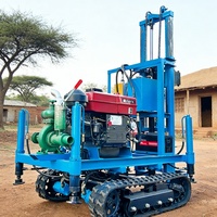 Plataforma de Perforación Portátil de Bajo Consumo con Motor Diésel de 22HP-35HP, Bomba Hidráulica, Profundidad Máxima de 200m, Caja de Cambios, Motor y Perforadora Multibroca para Pozos de Agua