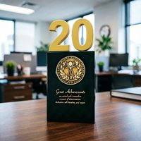 Plaque de récompense personnalisée pour employés avec horloge numérotée 5, 10, 25 ans de service, trophée en cristal pour anniversaire de départ à la retraite