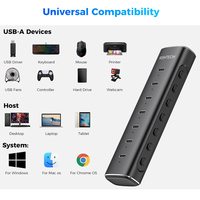 RSHTECH 7-in-1 Powered USB C HUB 10Gbps Hub USB 3.1 Tipe C Kecepatan Tinggi untuk Perangkat Tipe-C Laptop Macbook Pro