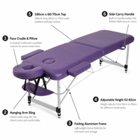 Table de massage pliable portable haut de gamme en cuir PU durable pour spa, salon de beauté, traitement, école, hôtel, usine
