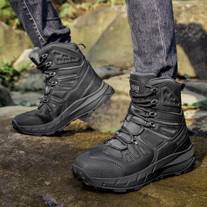 Botas de senderismo para hombre de alta calidad con diseño de punta redonda impermeable y antideslizante, zapatos de seguridad para exteriores de cuero transpirable. - Product Image 4