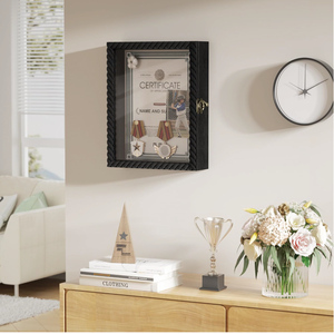 Grande boîte <span class=keywords><strong>à</strong></span> souvenirs en bois écologique faite <span class=keywords><strong>à</strong></span> la main avec cadre, logo personnalisé, pour hommage commémoratif, 10 points adhésifs DIY, pour table ou mur - Product Image 6