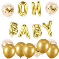 Décoration de fête de naissance OH BABY, bannière de ballons, ballons en feuille de 16 pouces, ballons en latex auto-gonflants avec confettis, fournitures