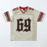 Kaos Jersey Olahraga Berbahan Mesh Bernapas Model Retro Sambungan Kain dengan Logo Kustom Produsen, Lengan Pendek, dan Potongan Longgar