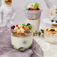 Tasse à crème glacée en plastique jetable Bols à Acai Contenants d'emballage transparents pour salade de fruits Seau à dessert en plastique Tasse à yaourt et pouding