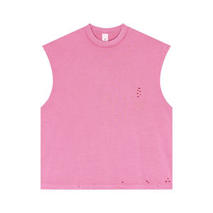 Camiseta recortada de verano 2025, ropa de calle Unisex de algodón desgastado - Product Image 1