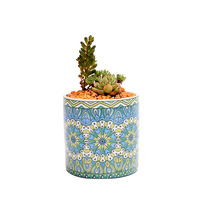 Motifs de mandala colorés Pot en céramique émaillée Pot succulent Pot de fleur en céramique en gros