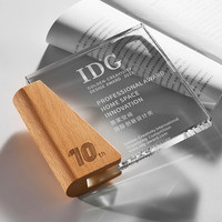 Trophée de récompense créative en cristal avec lettre d'autorisation, médaille, plaque d'honneur en bois gravée, personnalisable