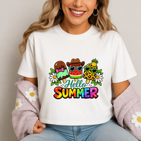 Transfert DTF personnalisé pour les vacances d'été, prêt à être pressé, transfert thermique à repasser pour les t-shirts et les vêtements