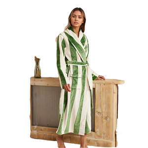 Nuovo <span class=keywords><strong>Accappatoio</strong></span> Invernale Colorato a Righe Verdi, Spesso e Caldo, per Donna, Stile Casual - Product Image 1