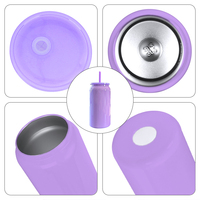 Gobelet Isotherme Sous Vide à Double Paroi en Acier Inoxydable Brillant SS304 de 16 oz, Tasse à Sublimation Couleur, Bocal Mason avec Couvercle et Paille en Plastique Couleur