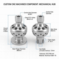 Bouton de moulinet de pêche en acier inoxydable/aluminium usiné CNC sur mesure, poignée anodisée dure - Marque Puruigen OEM