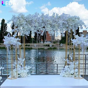 LEDA Wedding <b>Party</b> Events Decor Luxury Wedding Stage Gold Flower Arch Metal Square <b>Backdrop</b> - Product Image 2