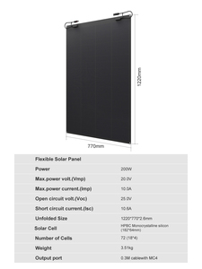 HPBC 2.0 Panneau solaire flexible noir 200 W haute efficacité 12V 24V ETFE Panneau solaire flexible 200 watts pour bateau caravanes camion - Product Image 3