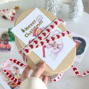 Nine-Colored <b>Ribbon</b> Christmas Embroidered Heart Woven <b>Ribbon</b> 1.6Cm Cotton Diy Decoration For Gift Cake <b>Wedding</b> Birthday - Product Image 3