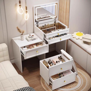 Tavolo da Trucco con Specchio, Set Moderno con Sgabello per Soggiorno e Camera da Letto, Grande Capacità - Product Image 1